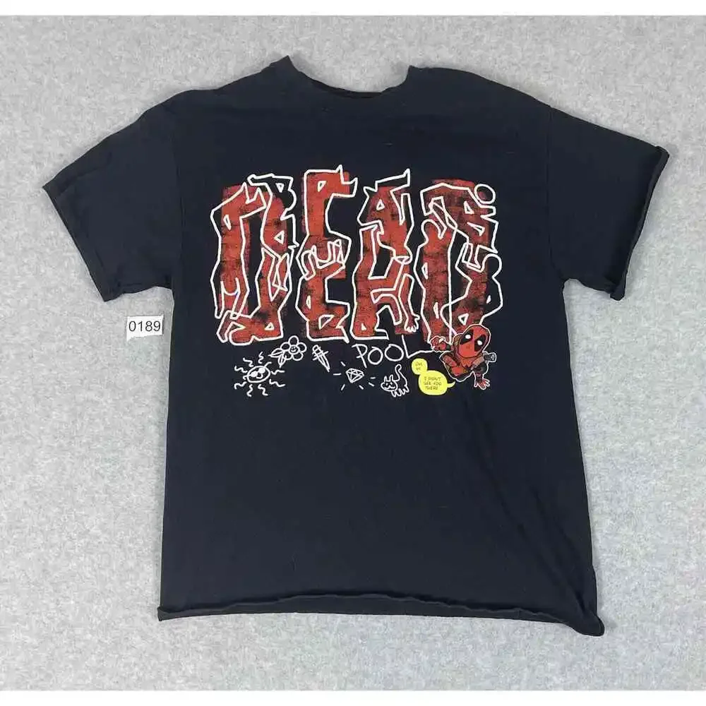 Loot Crate Deadpool T Shirt Mens M Black Marvel Hero Edgy Funny‎ Stick Art